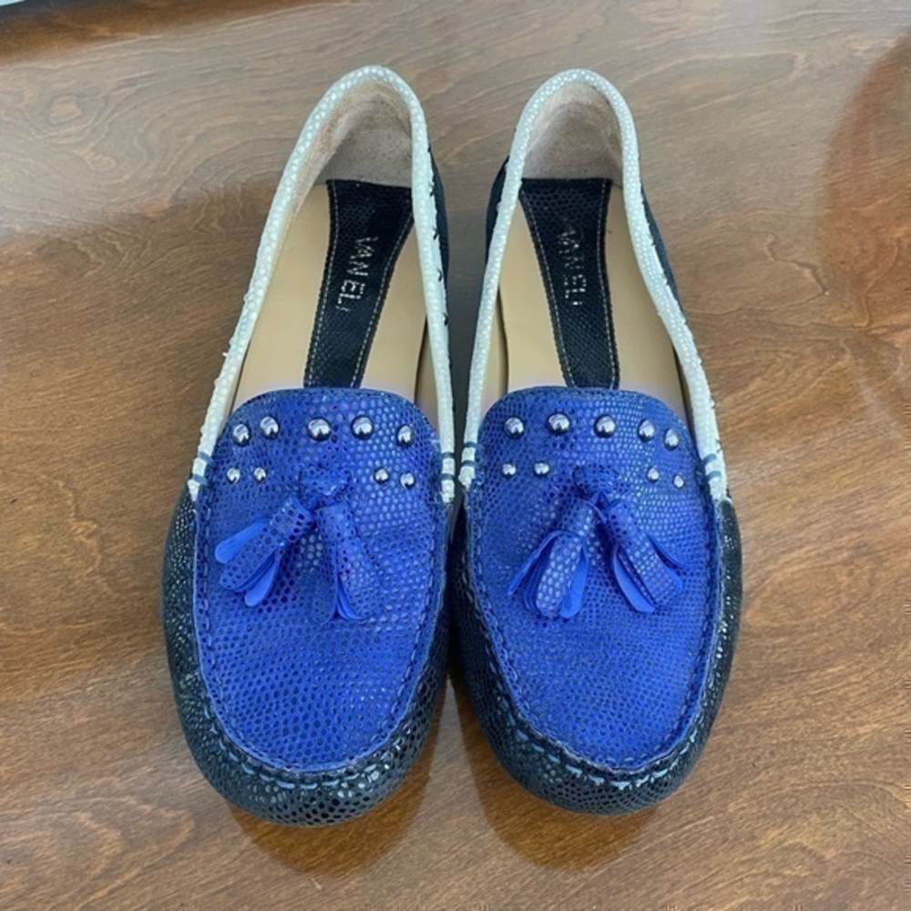 VANELI Blue Suede Color Block Driving Moccasin Size 7